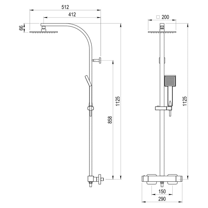 PRESTO 110049300 NITRO Grifo Ducha Termostática con Columna Rociador 200 mm Cromo