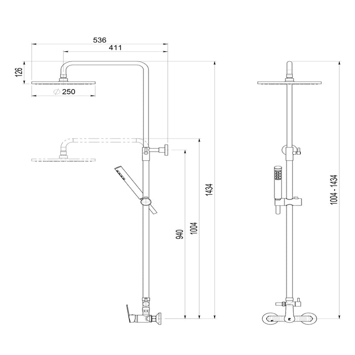PRESTO 71250300 ALBOS Columna Ducha Con Rociador y Flexo Inox Cromo