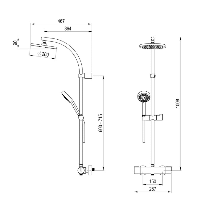 PRESTO 35049300 LUXURY Grifo Ducha Termostática con Columna Rociador 200 mm Cromo