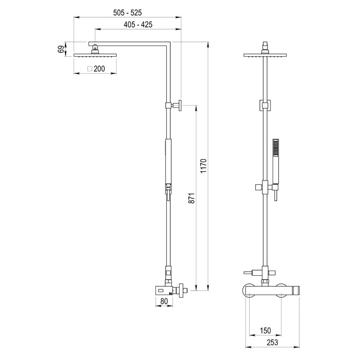 PRESTO 52450300 NITRO Columna Ducha Mezcladora Rociador y Flexo PVC Cromo