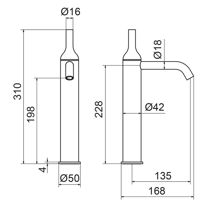 PRESTO 3244500 BATLO Grifo Lavabo Alto con Desagüe Semiautomático Cromo