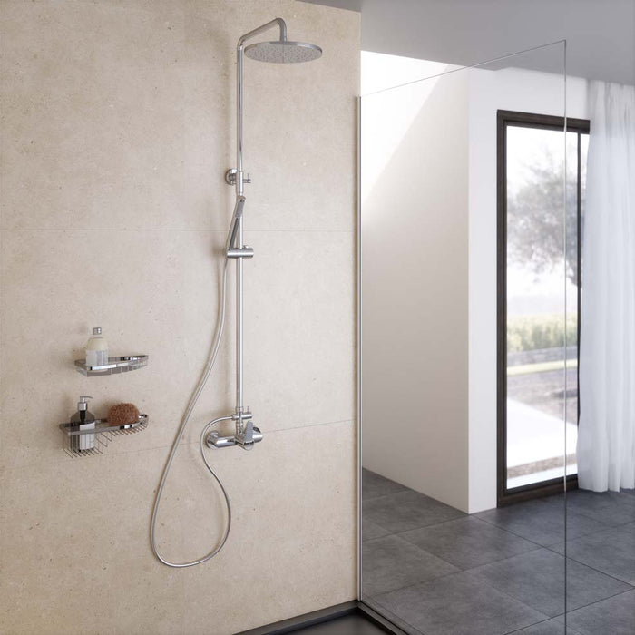 PRESTO 71750301 CÓNICO Columna Ducha Mezcladora Rociador 250 mm y Flexo PVC