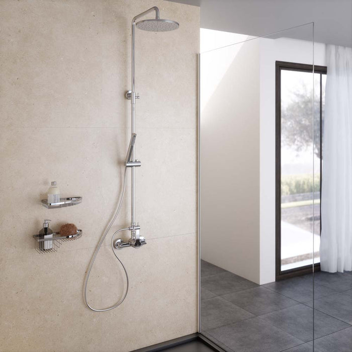 PRESTO 71550300 INGO PLUS Columna Ducha Mezcladora Rociador 250 mm y Flexo inox Cromo