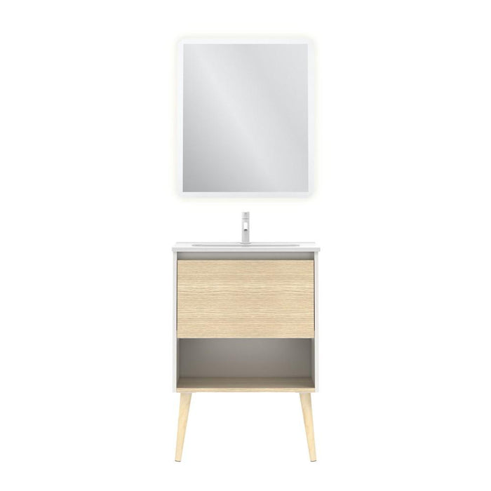 AMIZUVA C0073868 NARA Conjunto Completo 60 1 Cajón 1 Hueco Blanco Mate Roble Arenado 3 a 5 Días AMIZUVA 