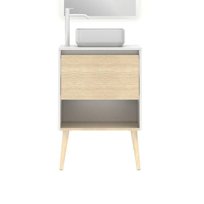 AMIZUVA NARA TOP Mueble+Lavabo 1 Cajón 1 Hueco Blanco Mate Roble Arenado 3 a 5 Días AMIZUVA 