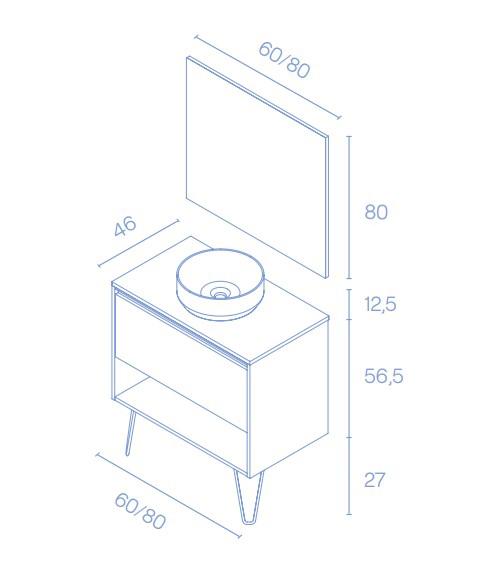 AMIZUVA C0073876 YOKO TOP Conjunto Completo 60 1 Cajón 1 Hueco Roble Arenado 3 a 5 Días AMIZUVA 