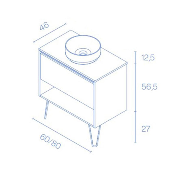 AMIZUVA YOKO TOP Mueble+Lavabo 1 Cajón 1 Hueco Fumé Arenado 3 a 5 Días AMIZUVA 