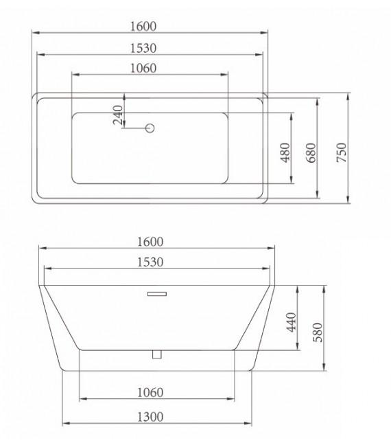 AQUORE CASPIO Bañera Exenta 75x160 Blanca 3 a 5 Días Aquore 