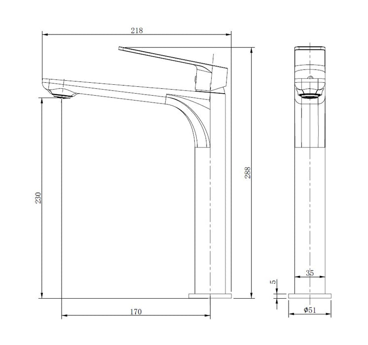 SKY BATH CDG006-3 GLORY Grifo Monomando Lavabo Alto Cromo