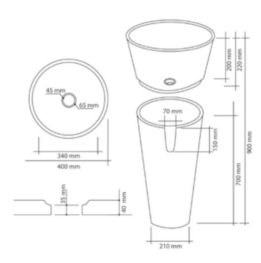 MOSAVIT CIRCULAR Lavabo Pedestal Circular Beige 3 a 5 Días MOSAVIT 