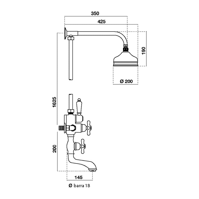 PRESTO 40041400 RETRO Grifo Baño-Ducha Termostática con Columna Cromo