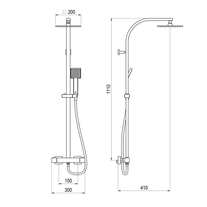 PRESTO 110049300 NITRO Grifo Ducha Termostática con Columna Rociador 200 mm Cromo