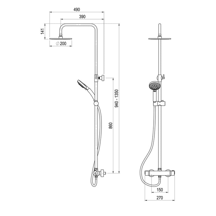 PRESTO 50049300 PYSA Grifo Ducha Termostática Rociador 200 mm Cromo