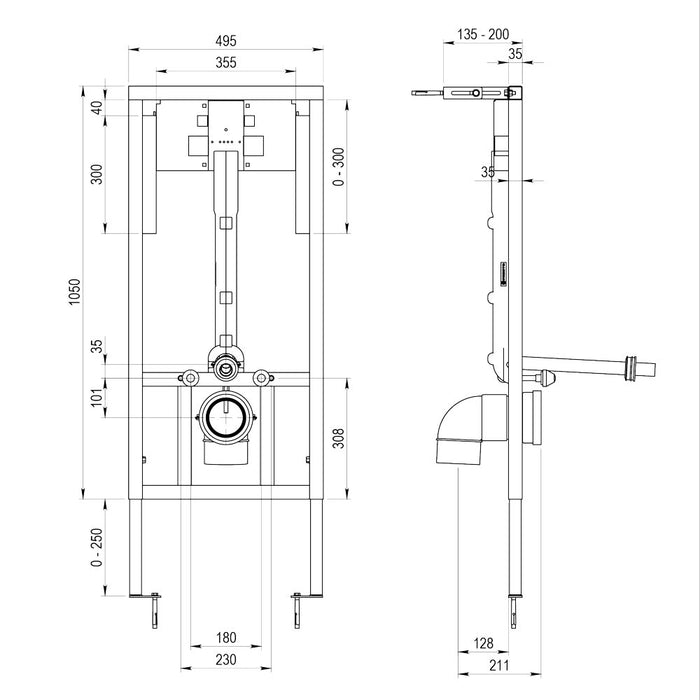 PRESTO 18815PR DOMO SENSIA Soporte Bastidor Regulable Para Inodoro Con Fluxor Electrónico Transformador Negro