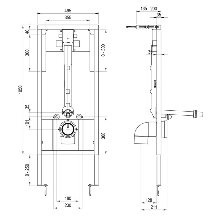PRESTO 18574PR XT IE 2D Soporte Bastidor Regulable Con Fluxor Inox Con Llave De Paso