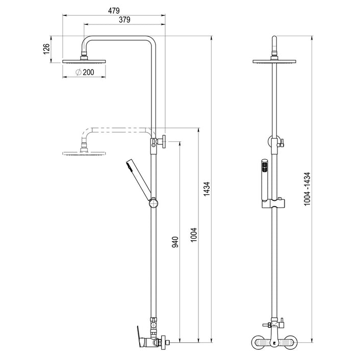PRESTO 71250100 Columna Ducha Mezcladora Albos Rociador 200 mm y Flexo Inox