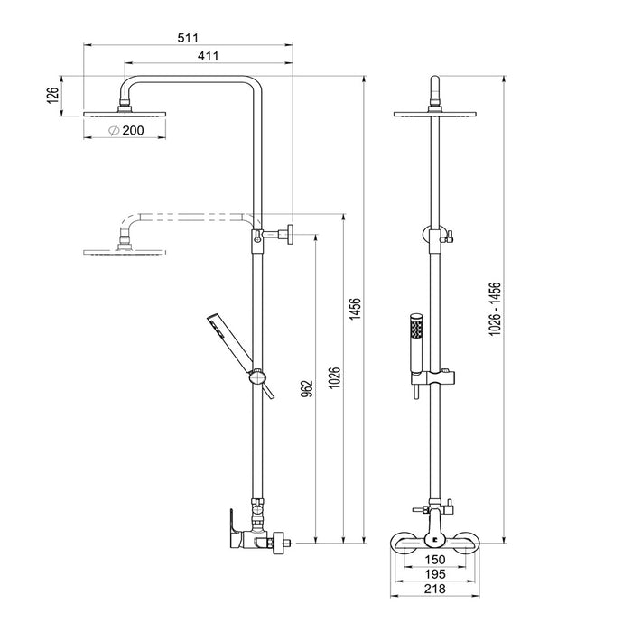 PRESTO 71550100 Columna Ducha Mezcladora Ingo Plus Rociador 200 mm y Flexo Inox