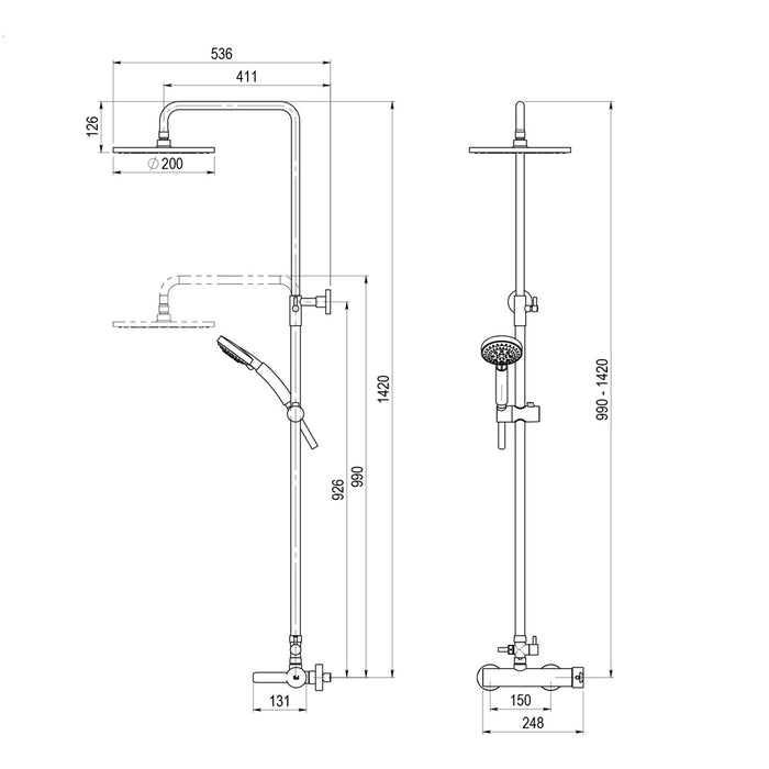 PRESTO 21550300 Columna Ducha Mezcladora Lux Zip Plus 2.0 Rociador 250 mm