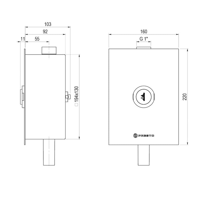 PRESTO P3119320 XT Ie 2D Mármol Blanco Con Llave De Paso