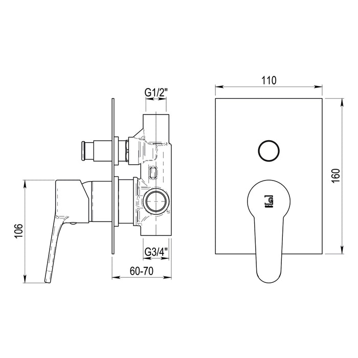 PRESTO 7177400 CÓNICO Grifo Baño-Ducha Empotrable