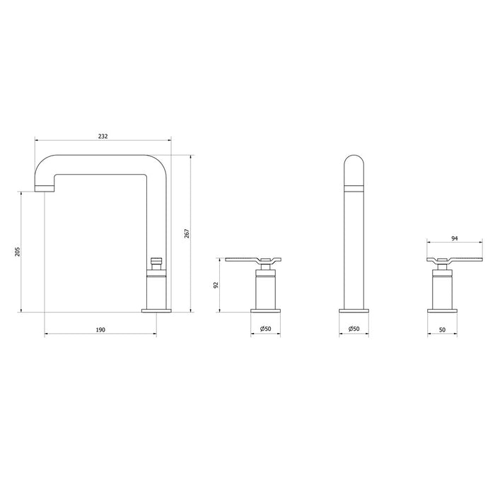 PRESTO 7979700 STREM Batería Lavabo Alto Repisa Bimando Pulsador Lever Con Desagüe Semiautomático