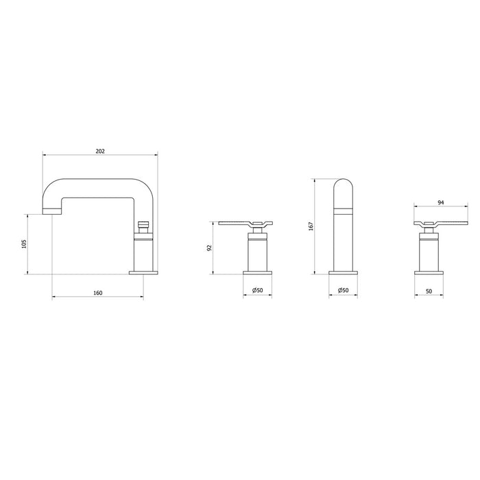 PRESTO 7979800 STREM Batería Lavabo Repisa Bimando Pulsador Lever Con Desagüe Semiautomático