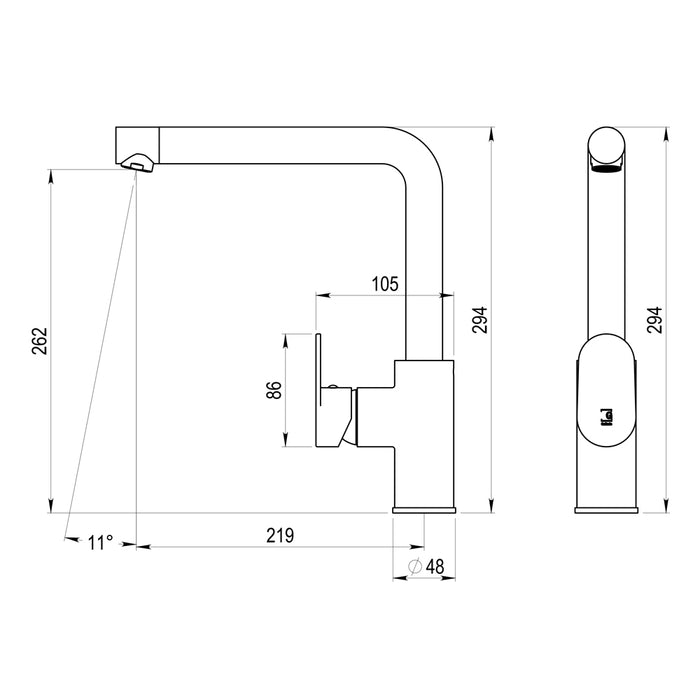 PRESTO 4628816 NINE Grifo De Cocina Caño 90 Negro