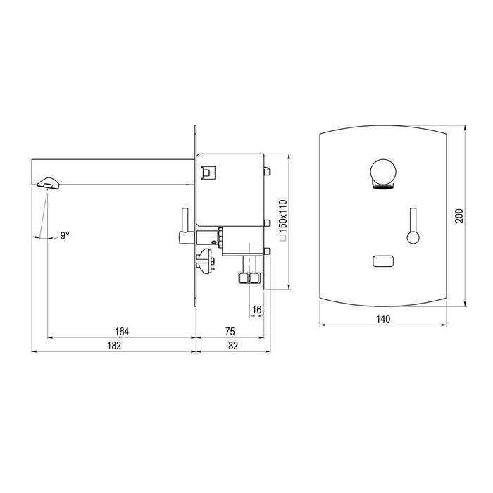 PRESTO P2679250 DOMO SENSIA PM PM Grifo Lavabo Mural Mezclador Pila Mármol Negro