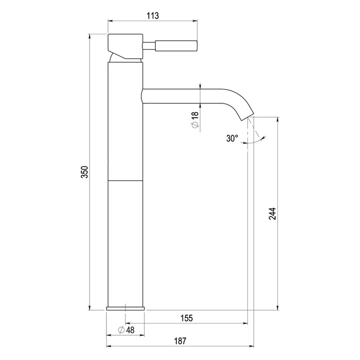 PRESTO 8655500 THEO Grifo Lavabo Alto Curvo City