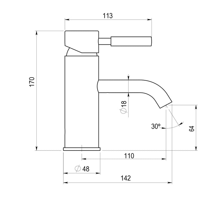 PRESTO 8655016 THEO Grifo Lavabo City Caño Curvo Negro