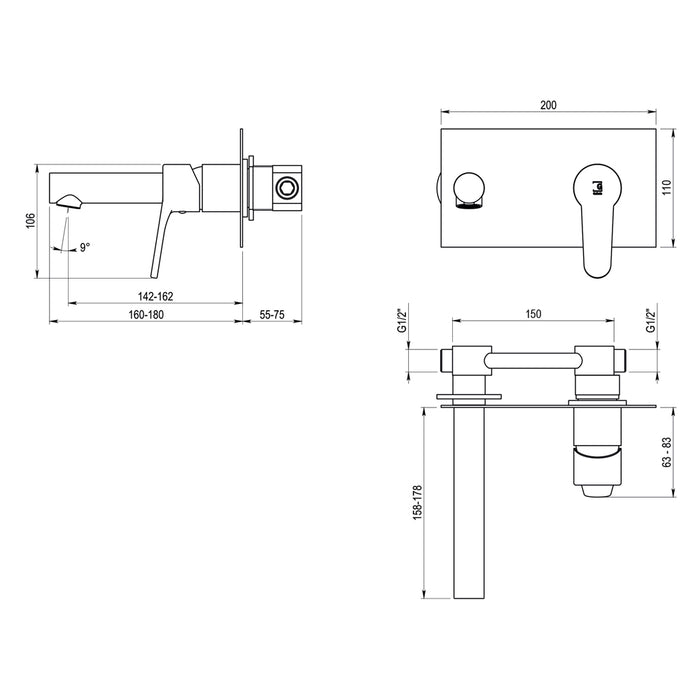PRESTO 7175600 CÓNICO Grifo Lavabo Mural