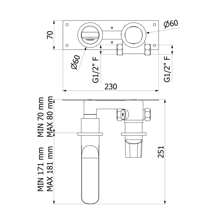 PRESTO 7925600 ESLA Grifo Lavabo Mural