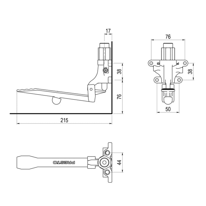 PRESTO 23975 TRADICIONAL Grifo Pedal Montaje Muro No Temporizado 570