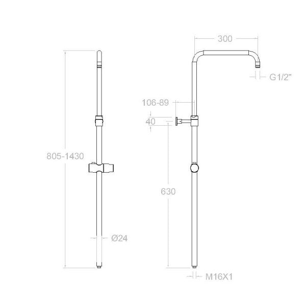 RAMONSOLER DN130D Tubo Telescópico Ø24 Cromo