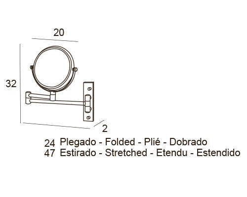 MANILLONS TORRENT 06549002 Espejo Aumento 5X Pared Adhesivo Cromo