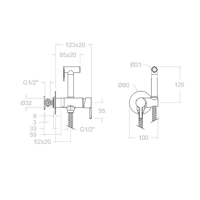 RAMONSOLER 336801WC MAGNET Grifo WC Monomando Duchita Empotrado Cromo