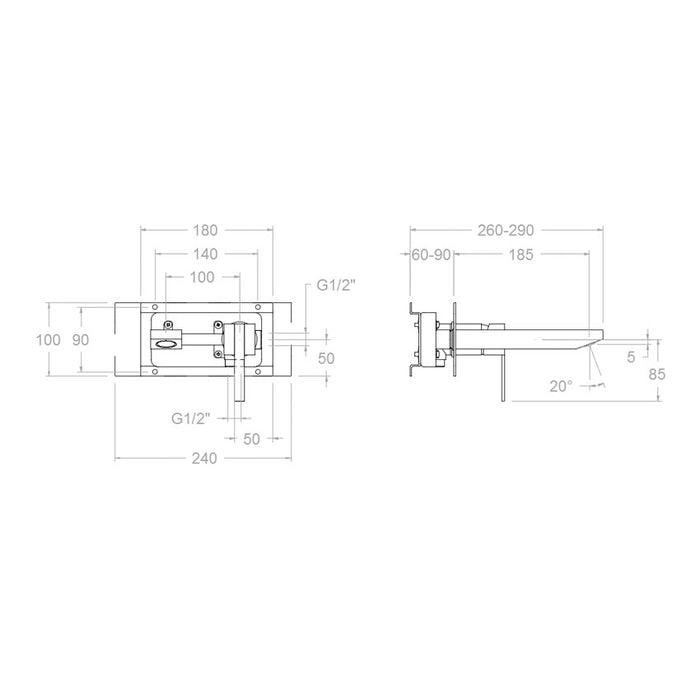 RAMONSOLER 4920 KUATRO NK Grifo Monomando Lavabo Empotrado