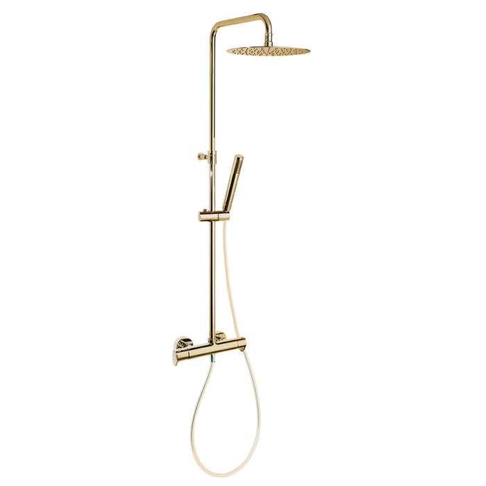RAMONSOLER 365402RM250OC ALEXIA Conjunto Gran Ducha Termostático Con Columna Telescópica Color Oro Cepillado