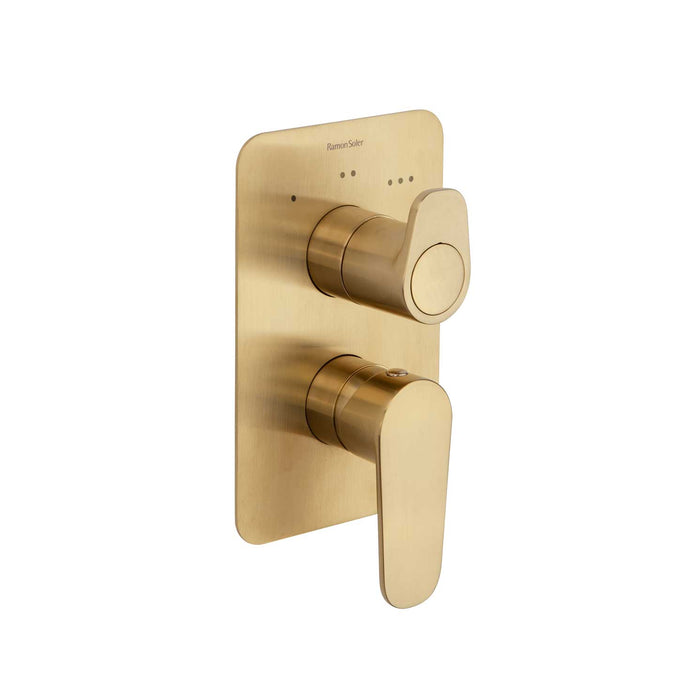 RAMONSOLER 361503SOC ALEXIA Grifo Empotrado de Bañera 3 Vías Color Oro Cepillado S2