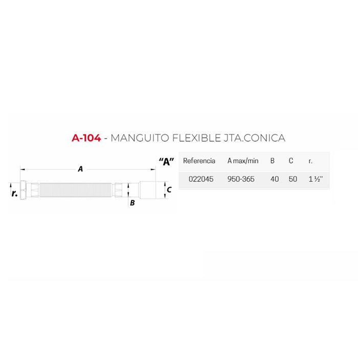 JIMTEM A-104 Manguito Flexible Con Junta Cónica Blanco