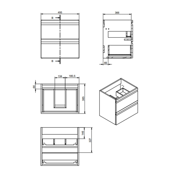 VISOBATH 72185 LAGOS 50 Mueble de Baño con Lavabo 2 Cajones Color Aliso