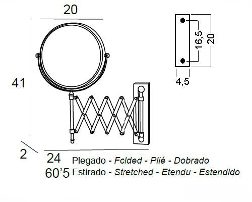 MANILLONS TORRENT 06351002 Espejo Aumento 5X Pared Cromo