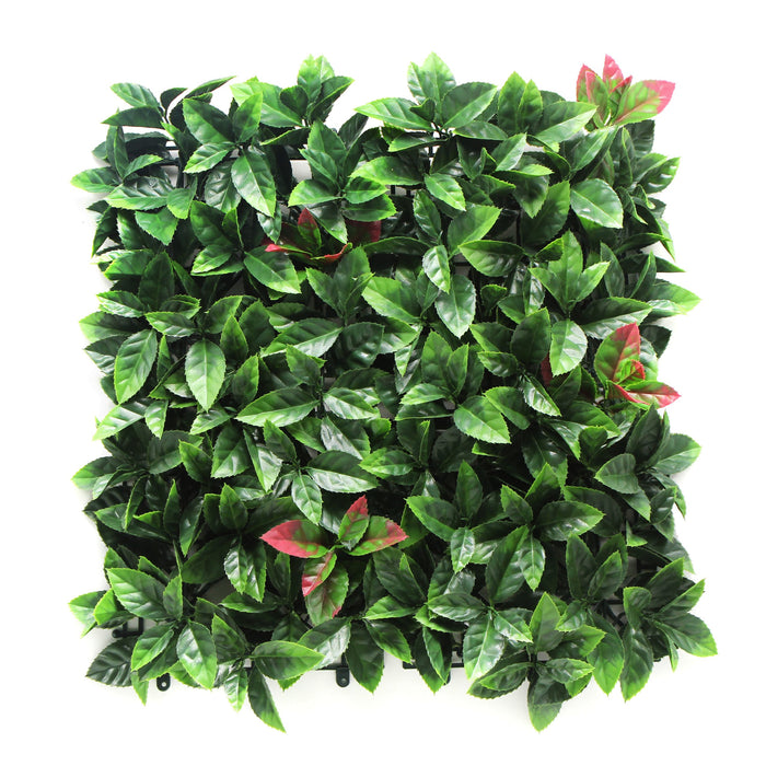 BONERVA MAL1209 PHOTINIA Jardín Vertical Artificial Rojo Pack 4 Piezas 50x50 cm