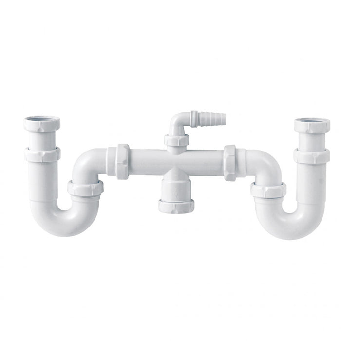 JIMTEN S-30 Sifón Doble Fregadero con Toma Electrodoméstico