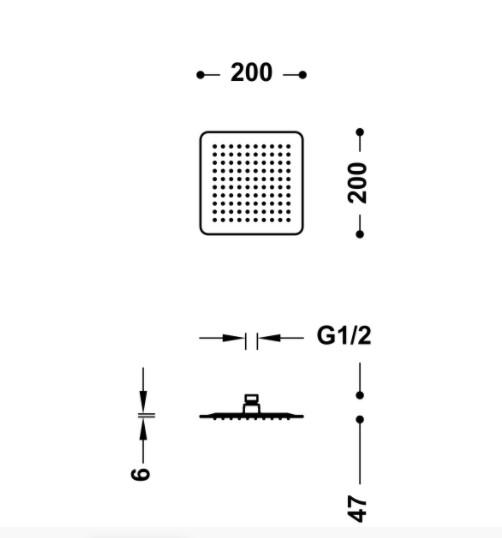 TRES 134315002 Rociador Ducha Antical Cromo 200x200 mm. 5 a 7 Días Tres Grifería 