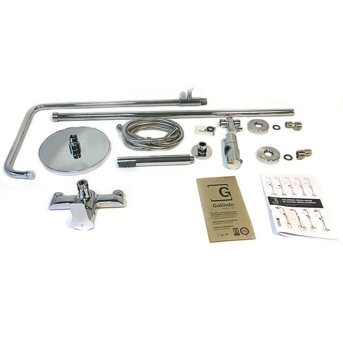 PRESTO 71250100 Columna Ducha Mezcladora Albos Rociador 200 mm y Flexo Inox