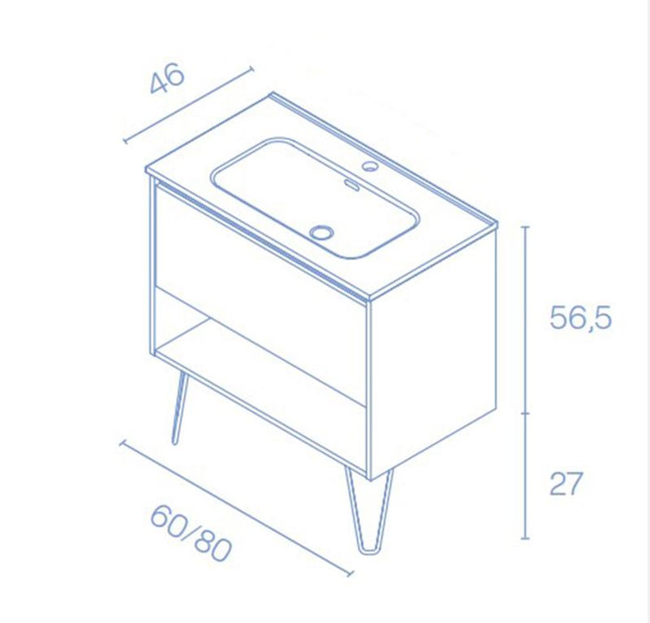 AMIZUVA YOKO Mueble+Lavabo 1 Cajón 1 Hueco Fumé Arenado 3 a 5 Días AMIZUVA 